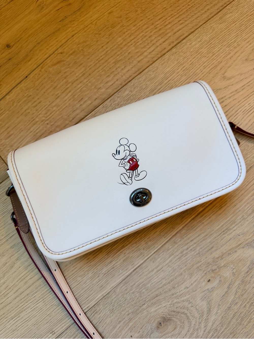 Coach x Disney White Leather Crossbody Bag with Mickey Mouse Print